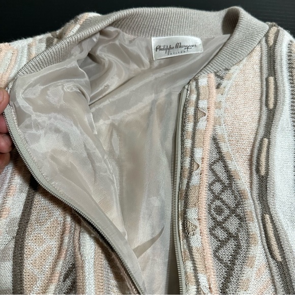 Women’s Vintage 90s Cooji Style 3D Knit Sweater Orange Cream Biggie Cosby MEDIUM - Picture 4 of 11